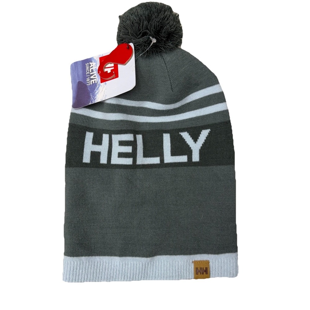 Helly Hansen NEW Unisex Ridgeline Knit Slate‎ & Light Blue Fitted Beanie Ski Hat